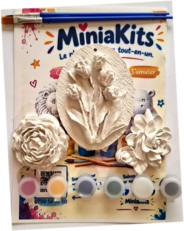 MiniaKits Flowers & nature kit – plaster figurines to paint with paints and brushes